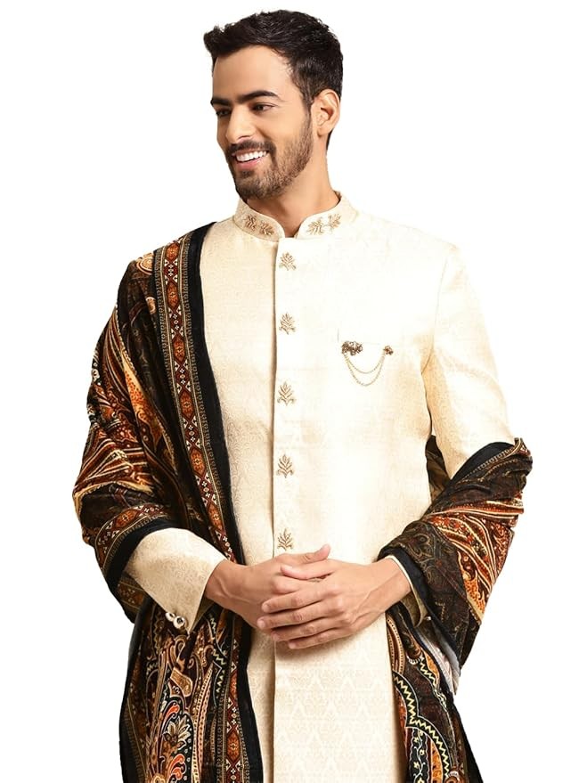 Men's White Kurta Indo-Western Sherwani