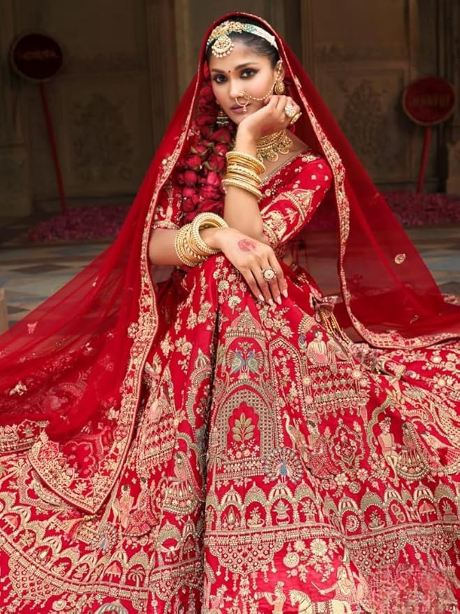Bridal Lehenga Choli, Red Velvet