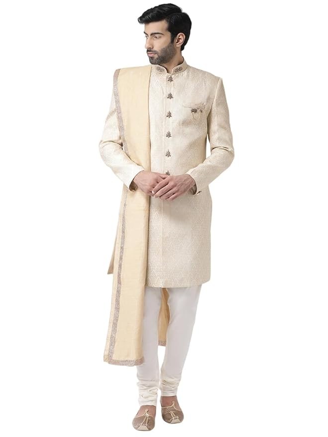 Men's Indo-Western Sherwani Churidar With Dupatta
