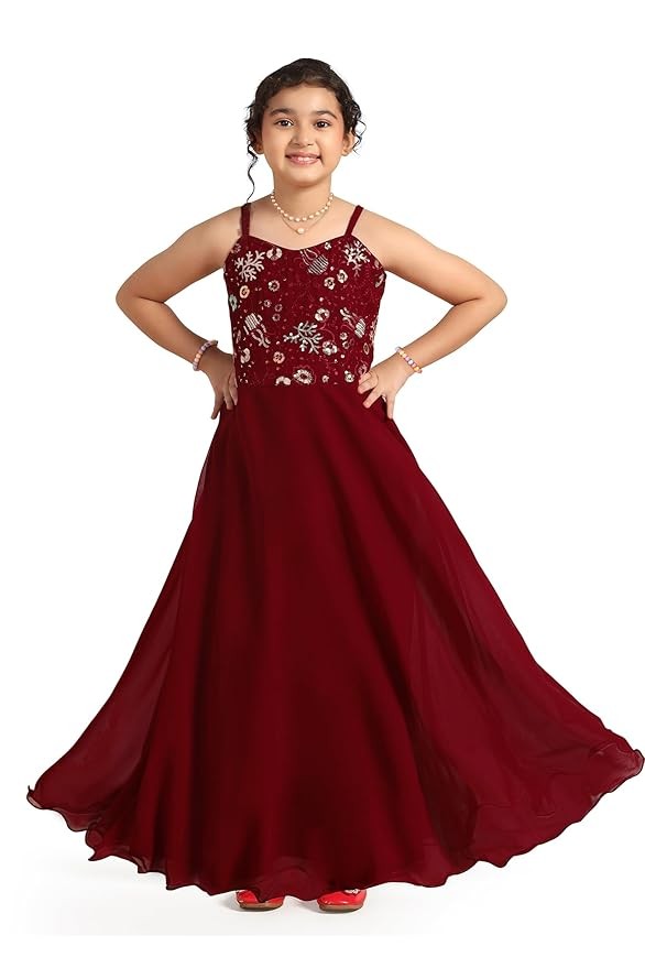 Girls Embroidered Maxi Dress