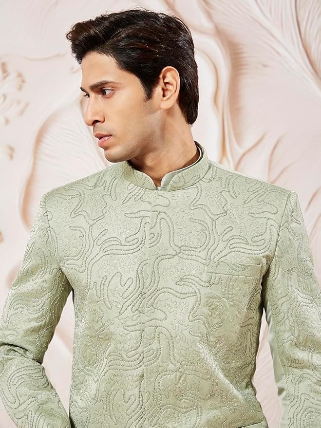 Men's Silk Blend Jodhpuri,Kurta And Pyjama Set