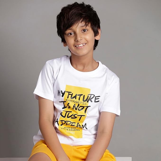 Boys Cotton Printed Regular Fit T-Shirt and Shorts